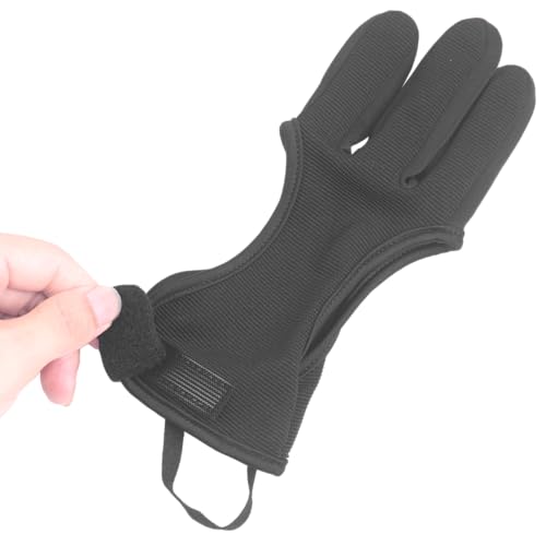 MAGARROW Traditionelle Bogenschießen Schießen Handschuh 3 Finger Schutz Handschuh und Bogenschießen Armschutz mit verstellbarem Riemen, für Kinder Jugend Erwachsene Anfänger Schießen Ziel Übung (M)