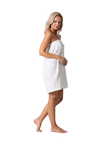 Turkish Linen Women’s Waffle Spa Body Wrap with Adjustable Closure4