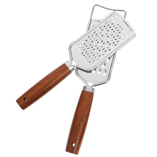 Juego de 2 ralladores de queso de acero inoxidable con mango de madera miniatura 1