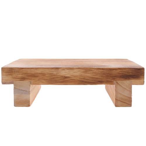 HOMSFOU Reposapiés de Madera Maciza Pequeño para Adultos Taburete Antideslizante Debajo del Escritorio Escabel Ergonómico para Oficina y Hogar Soporte para Pies en Sala y Comedor