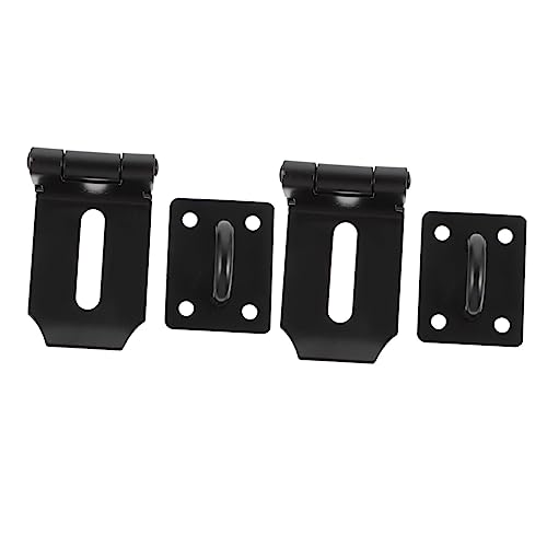 Image of DOITOOL 2pcs Stainless Steel Right Angle Door Buckle Lock Easy Install Security Latch for Home Cabinet Degrees Hasp for Doors Durable Accessory Black