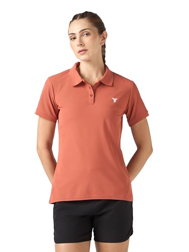 Image of TECHNOSPORT Womens Polyester Slim Fit Solid Half Sleeve Polo Matpiq T-Shirt with Techno Dry, Anti Static for Regular Use