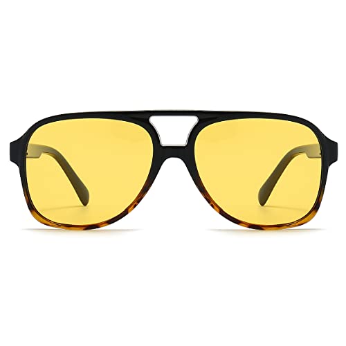 Image of Polarized Classic Vintage Aviator Sunglasses for Men Women Large Frame Retro 70s Sunglasses