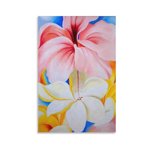 Hibiscus with Plumeria 1939 By Georgia O'Keefe Canvas Prints Wall-Art Modern Art Paintings on Canvas for Home Room Office Wall D