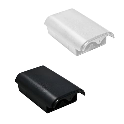 Image of 2 Pcs Battery Cover Case for Xbox 360 Wireless Controller,Battery Pack Cover Shell Case Replacement Repair Part Compatible for Xbox 360(1xBlack, 1xWhite)