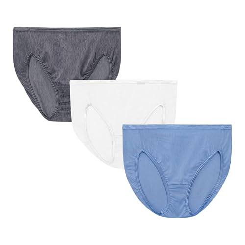 solpremo 3-Pack Vanity Fair Illumination Hi-Cut Panties Steele/White/Blue Size 7
