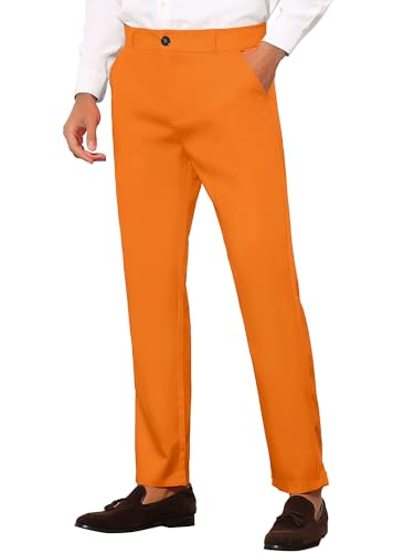 Lars Amadeus Men's Dress Pants Flat Front Zipper Up Straight Leg Business Chino Trousers