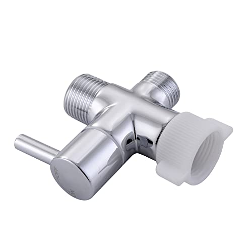 Metal T-Adapter with Shut-Off t Valve, 3-Way Water Tee Connector for Handheld Toilet Bidet Spray Bathroom Chrome by Arofa - Used condition - CA$18.04