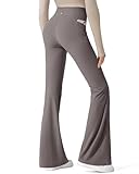 G4Free Womens Yoga Pants Flare High Waisted Bootcut Stretchy Casual Pants with Pockets Pilates(Taupe,L,29'')
