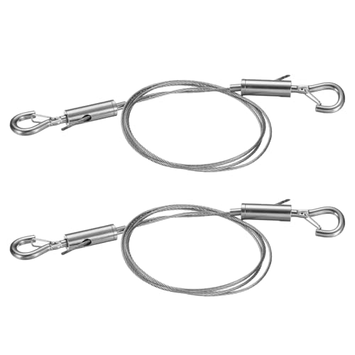 Image of uxcell 2pcs Picture Hanging Wire Kit, 1m x 1.5mm Heavy Duty Picture Frame Hanging Wire Rope with Adjustable Hooks, Load 90 Kg /198 Lbs, for Hanging Artwork, Mirrors, Frames, Paintings