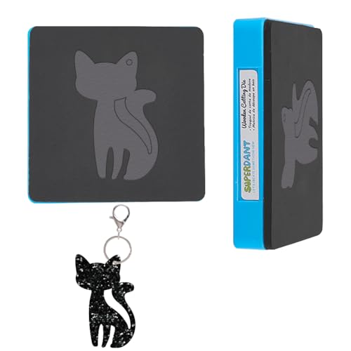 SUPERDANT Cat Leather Keychain Cutting Dies Animal Key Organizer Ring Key Case Holder Pendant Wooden Die Cuts Leather Dies for DIY Art Crafts Die Cutter Keychain Dies for Women Girls