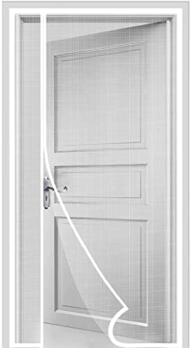 HOMWMPA Side Opening Magnetic Screen Door, Fit Door Size 32 x 80 Inch, Reversible Left and Right Door Screen Mesh with Strong Magnet, Actual Mesh Size 34" x 81" White