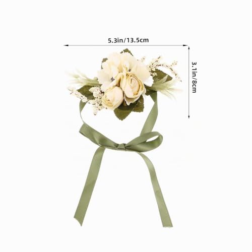 VANZACK Corsage De Poignet Fleurs Artificielles Mariage Bracelet Fleur Mariée Demoiselle D'Honneur Décoration Rustique 5.31X3.15X1.69In Léger Élégant – vue 5