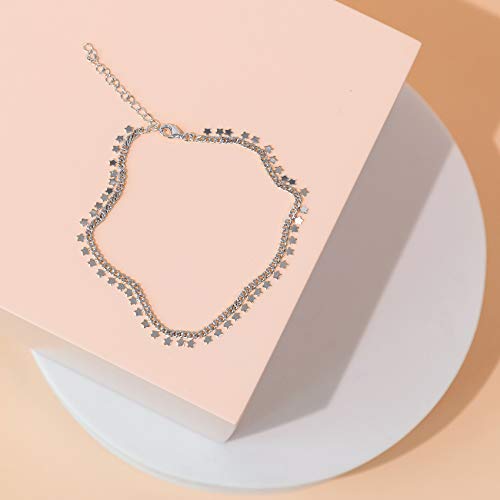 Image of PAVOI 14K Gold Plated Anklet for Women - Trendy Link Chain Ankle Bracelet Summer Jewelry - Boho Dainty Anklets with Cubic Zirconia, Beaded, Evil Eye, Star, Station, Pearls Adjustable Gold Jewelry