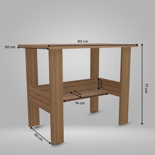 Image of beAAtho Spectrum Desk Multipurpose Workstation for Home, Office, or Study, Engineered Wood with Large Spacious Top, Open Shelf Storage, Durable & Tested for Strength, Easy to Assemble.(Beige)(DIY)