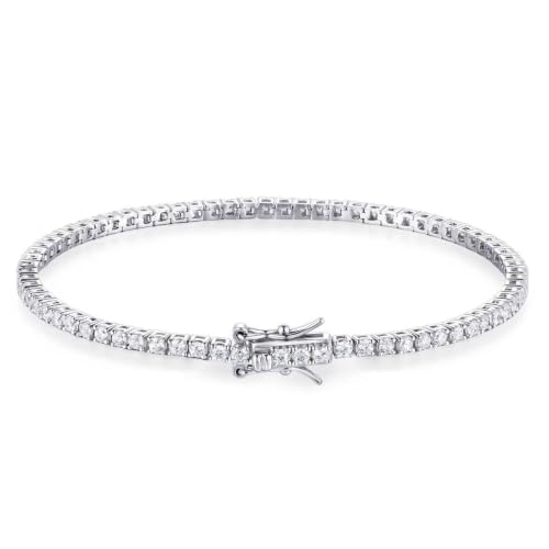 Bracelet tennis argent 925 anti-ternissement avec fermoir sécurisé plein diamants