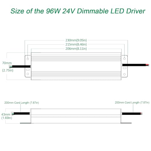 Hanbaak 96W Triac Dimmable LED Driver, 24V Power Supply — view 3