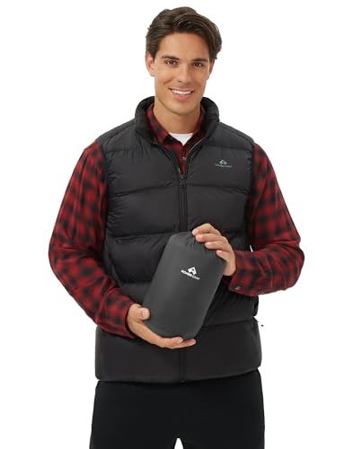 Pioneer Camp Mens Outerwear Down Vests Sleeveless Jacket Men Puffy Golf Lightweight Running Puffer Vest for Men Casual Black L