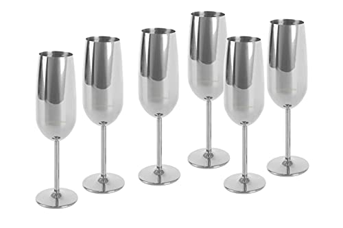 ECHTWERK Sektglas, Champagnerglas, Sektkelche aus Edelstahl, Unzerbrechliche Gläser, Partygläser für Hochzeit/Geburtstag/Picknick, Geschenkset, 6-tlg, 250 ml, Gold-Edition