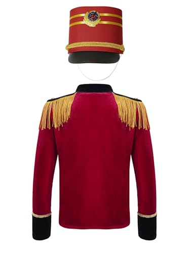 Kids Boys Drum Trumpet Outfit Tassel Circus Ringmaster Jacket Marching Band Royal Honor Guard Uniform2