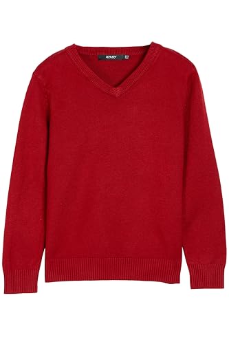 X RAY Boys School Uniform Sweater V-Neck Big Boys & Little Kids Youth Long Sleeve V Neck Pullover Sweater Jester Red XX-Large (18)
