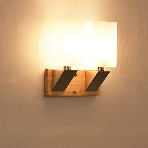Applique murale en bois massif E14 luminaire design de haute qualité en verre