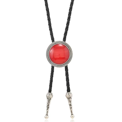 Image of Joxevyia Bolo Tie for Men Vintage Cow Skull Leather Rope Western Cowboy Necktie Vintage Bola Tie Gift for Him