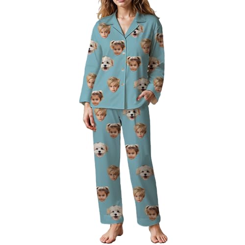 Pijama personalizado, conjunto de pijama personalizado con foto de cara, pijama unisex personalizado con foto de cara para adultos o niños, ropa de dormir regalo para familiares o amigos, Estilo 6, S