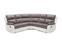 Vente-unique - Canapé d'angle Relax Gris et Blanc en Microfibre et Simili TOLZANO