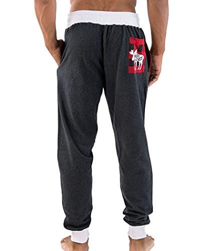 Lazy One Men's Jogger Sweatpants, Cozy, Warm, Pockets, Moose Caboose (Large)