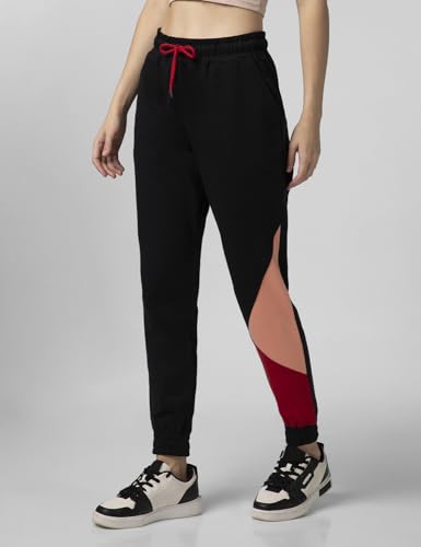 Image of FYLTR Women's Winter Assymetric Colourblock Joggers with Elasticated Waistband & Contrast Drawcord | Trackpants for Women | Winter Joggers for Women