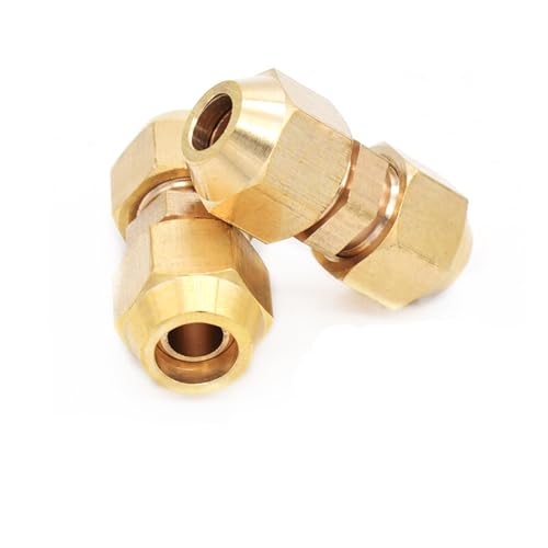 Ziluao Qinlu-Brass Connector Hose Fitting Tube OD 6/8/10/12/14mm Flared Copper Pipe Fittings Brass Connector Fitting Air Tool Fitting with Nuts, Corrosion Resistance(Zhitong,Tube OD 8mm)