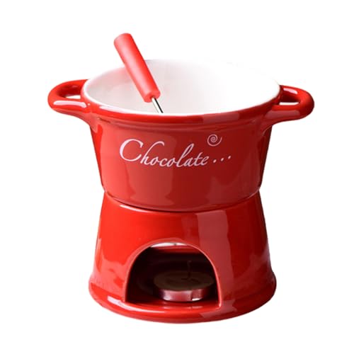 Taza de fondue de chocolate, calentador de mantequilla de cerámica con tenedor, pequeña taza de fondue de mantequilla hecha a mano, para el día de San Valentín, cumpleaños, fiesta, boda, cena, postre