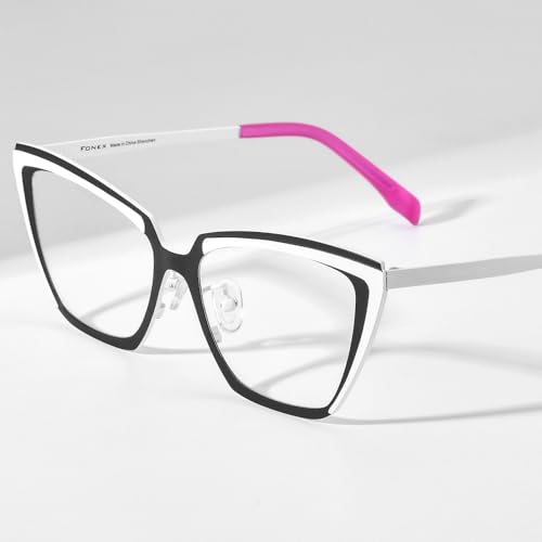 Image of FONEX Colorful Pure Titanium Glasses Frame Women Retro Round Eyeglasses