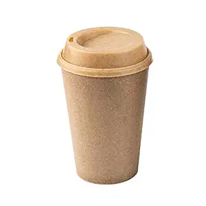 Irida Naturals Rice Husk Reusable Sipper Cups Set of 1-375ml, Eco-Friendly, Lightweight Mugs for Coffee, Milk and Unbreakable Tea Cups Set, Dishwasher & Microwave Safe (Soft Beige)