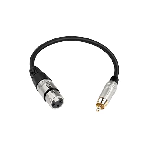 PNGKNYOCN RCA to XLR Short Cable,Unbalanced Microphone Cable RCA Male to 3 Pin XLR Female Audio Cord for Amplifier Mixer Microphone (0.3M/1FT