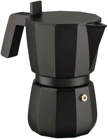Alessi Moka DC06/6 B Designer Espresso Maker Cast Aluminium Handle and Knob PA Black 6 Cups