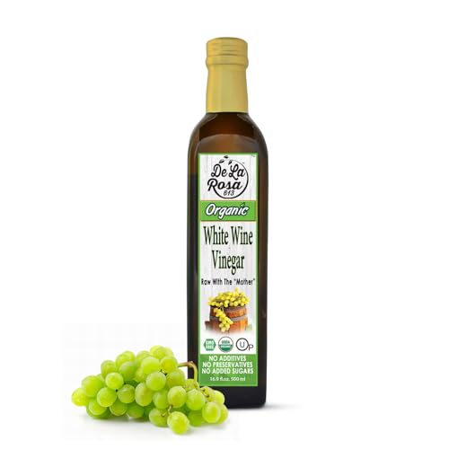 De La Rosa White Wine Vinegar, Raw & Unfiltered, 16.9 oz