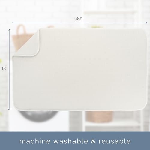 Image of S&T INC. Dish Drying Mat Jumbo, 18 inch x 30 inch, Absorbent Microfiber Kitchen Counter Mat, Dish Drying Pad for Dishes, Utensils, Pots and Pans, Jumbo, Cream