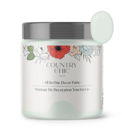 Country Chic All-in-One Chalk Paint for Furniture, Cabinets, Home Decor, Eco-Friendly, Matte Finish, Built-In Primer & Top Coat for Wood, Metal - String of Pearls (Light Green) - 8 oz (237 ml)