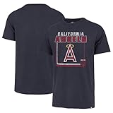 47 Brand MLB Men's Borderline Franklin Cooperstown Team Color Wordmark Primary Logo Short Sleeve Baseball T-Shirt - Los Angeles Angels - Navy - X-Large