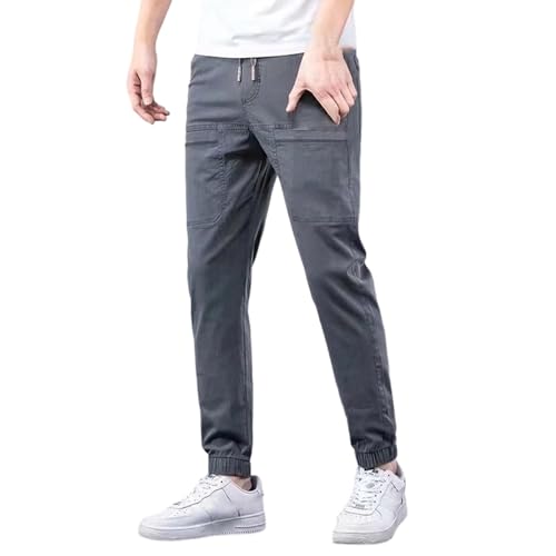 Generico Jeans Slim Cintura Baja y Tejido Elástico Piernas Estrechas Al Dobladillo Jeans Hombre Pantalones Slim Fit Ajustados Azul Denim Streetwear Hiphop Pantalón con Elástico en la Cintura Diario