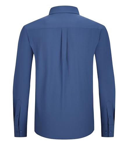 Alex Vando Mens Button Down Shirts Two Pockets Long Sleeve Casual Dress Shirt for Men