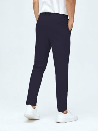 Image of AVANOVA Men's Classic Dress Pants with Side Pockets | Solid Tapered Suit Trousers, Business Formal Office Wear Regular Fit Pants, Stretchable Blend Slim Carrot Fit (Trouser 255)