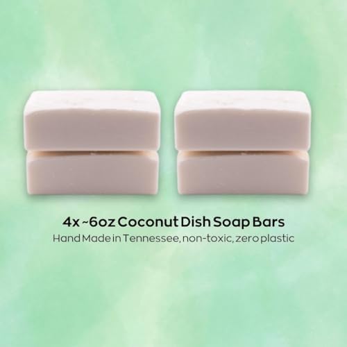Image of Green Llama Natural Dish Soap Bars - 4-Pack, Coconut Oil-Based, Fragrance-Free, Biodegradable Kitchen Soap | Eco-Friendly, Non-Toxic, Handmade Solid Dishwashing & Dishwasher Cleaner