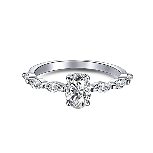 1 Carat Moissanite Ring Classic Egg-shaped horse eye ring Round Cut Solitaire Ring for Women, Engagement, Promise, Wedding