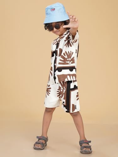 Image of Ninos Dreams Boys Cotton Rayon Coord Set with shorts /Holiday Shirt & Shorts