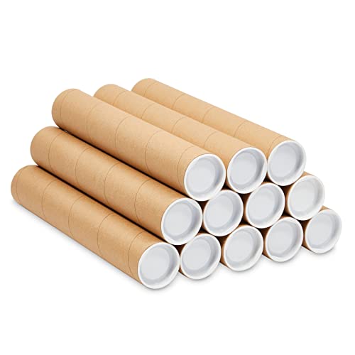 12 Pack Mailing Tubes With Caps For Packaging Posters, 2X12 Inch Round Cardboard Mailers For Shipping Artwork, Blueprints #TOP19