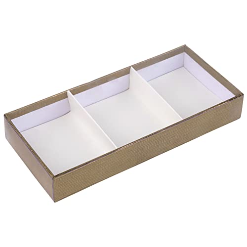 Hammont Goldtablett mit drei Fächern, 4 Packungen, multifunktionale Geschenkbox mit transparentem Deckel, Leckerli-Boxen mit Trennwänden, 21,6 x 9,5 x 3,2 cm Cover