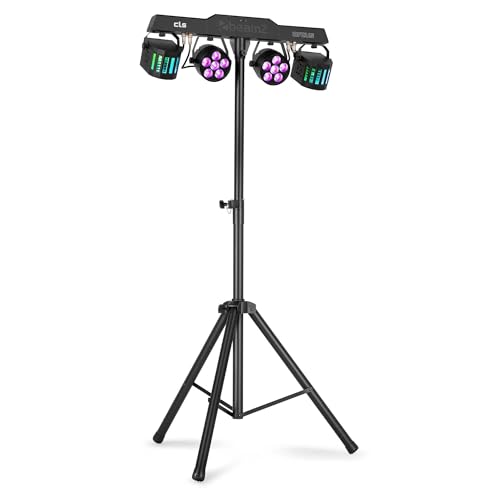 BeamZ CLS Orcus Party Bar – Barra de LED RGBW con 2 focos LED PAR y 2 efectos dinámicos tipo derby, soporte ajustable incluido, control DMX512, ideal para discoteca, eventos y fiestas, color negro
